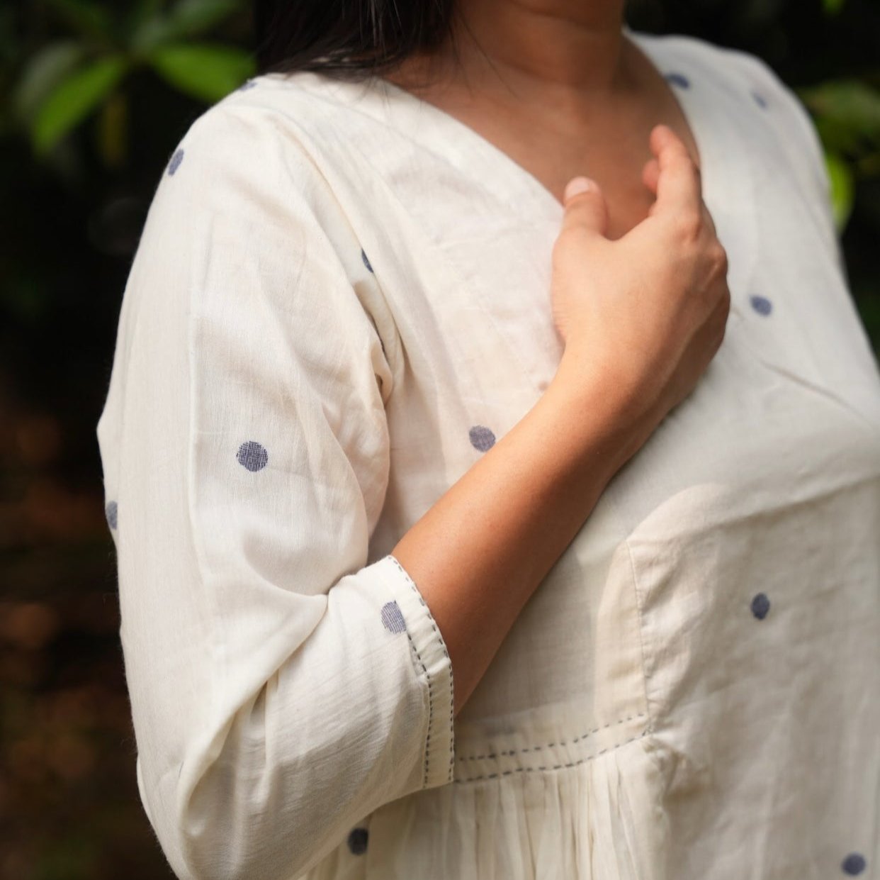 White Handwoven Cotton Jamdani Dress