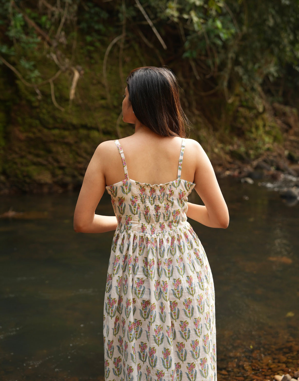 White Strappy Cotton Maxi Dress