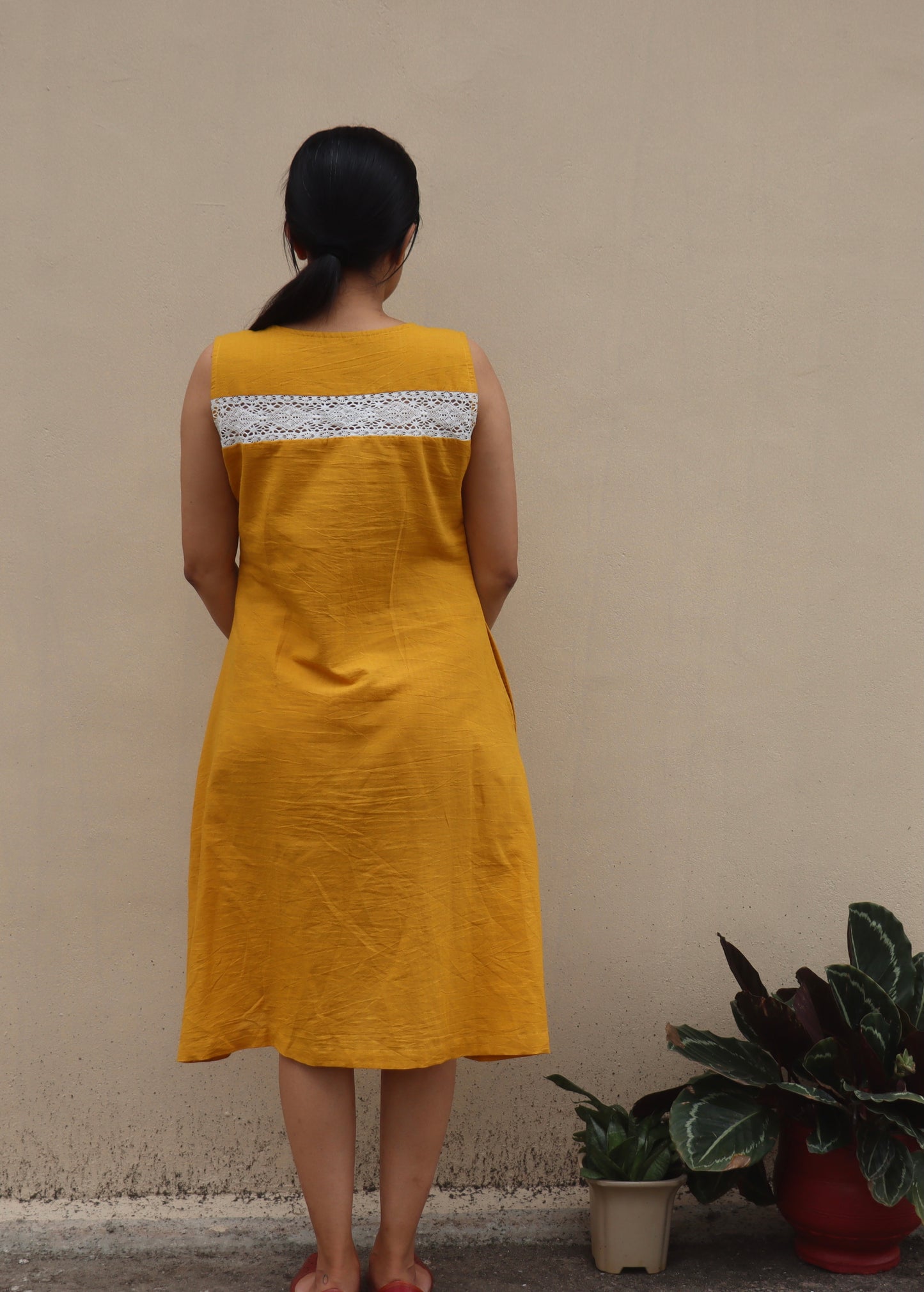 Mustard Yellow Handloom Cotton Dress